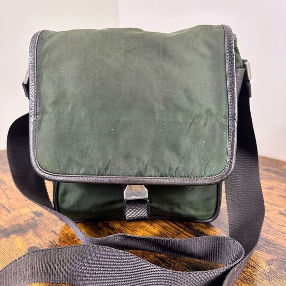 Prada Tessuto Nylon Crossbody Messenger Bag Khaki Green Men Women - Picture 1 of 16